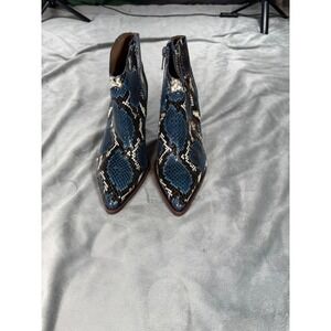 Antonio Melani Blue Snakeskin Python New Without Box‎ Leather Ankle Boots Sz 5.5